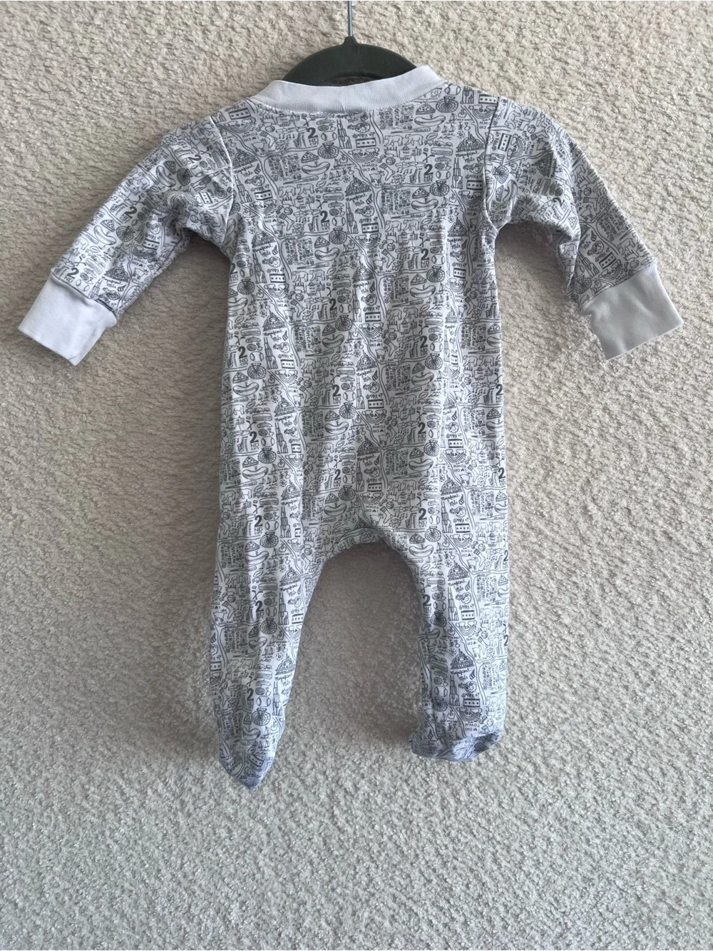 Joy‎ Street Baby 100% Pima Cotton One Piece Chicago Pajamas Size 0-3 Months